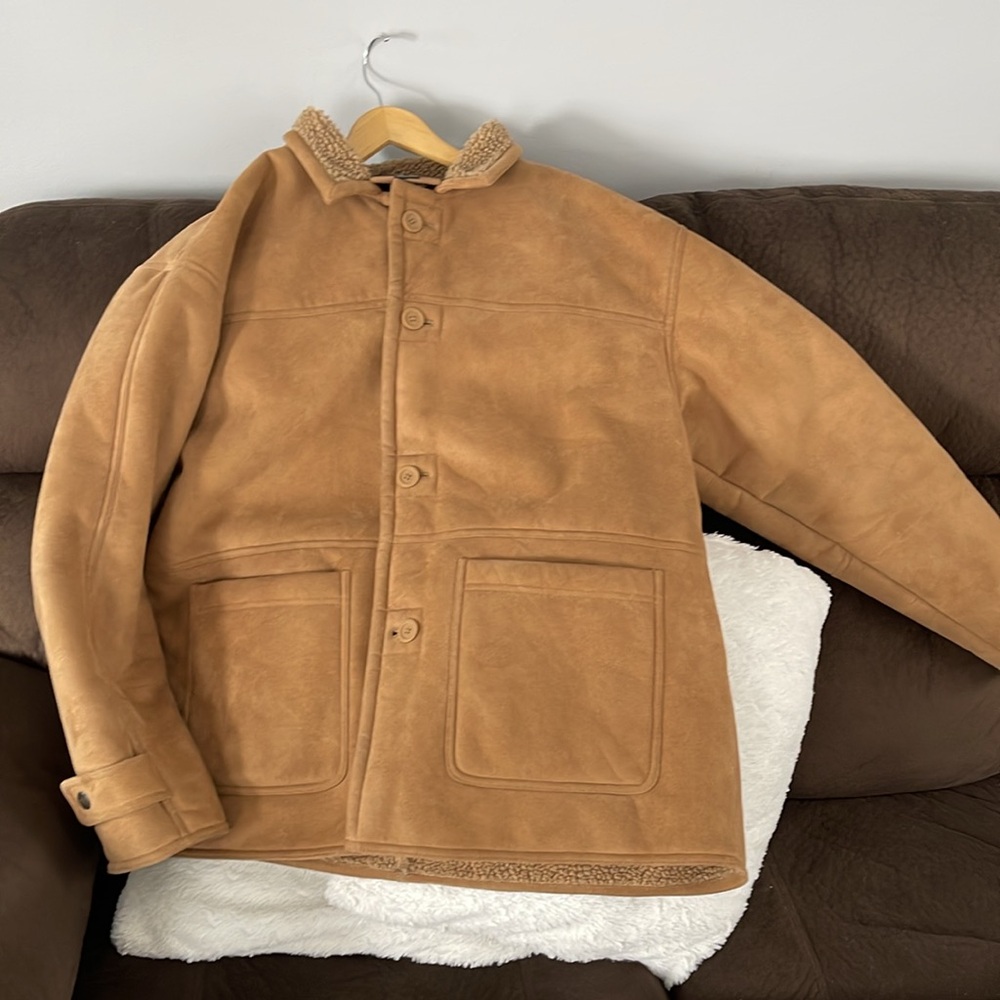 Vintage Route 66 men Faux Suede & Sherpa Lined Jacket Size Large